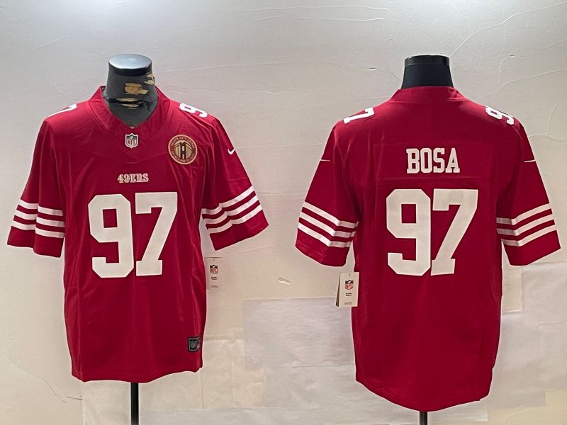 Men San Francisco 49ers #97 Bosa Red three generations 2024 Nike Limited NFL Jersey style 4->->